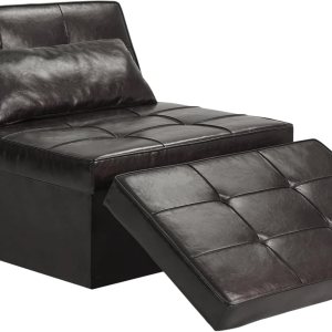 Saemoza – Sofá cama de cuero, cama otomana plegable 4 en 1, silla convertible moderna con respaldo ajustable, elegante sofá cama de piel sintética Saemoza – Sofá cama de cuero, cama otomana plegable 4 en 1, silla convertible moderna con respaldo ajustable, elegante sofá cama de piel sintética