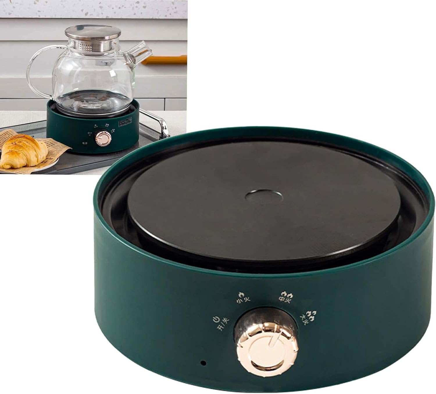 Mini estufa eléctrica, placa caliente pequeña, calefacción vertical de 360 grados, placa caliente portátil para encimera para el hogar, café, té,