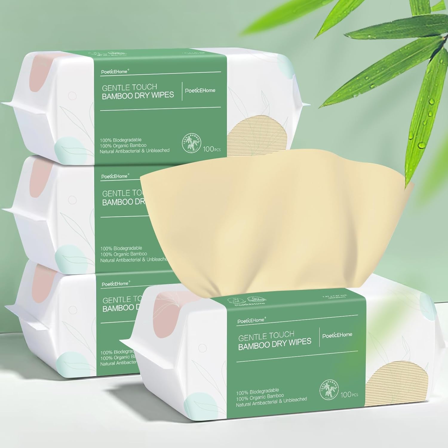 PoeticEHome Toallitas secas ultrasuaves para piel sensible, paños faciales sin perfume y sin blanquear, hipoalergénicas, uso húmedo o seco, 400