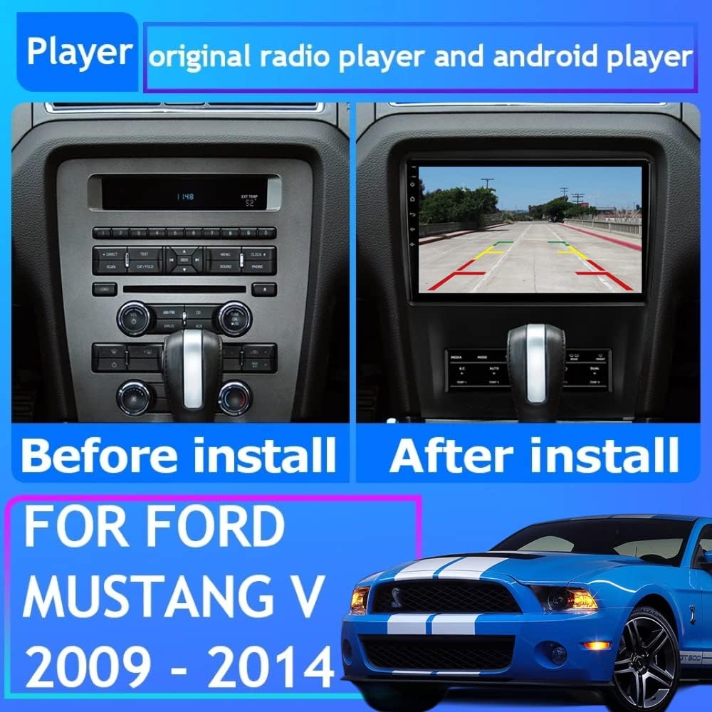 Android 12 estéreo para Ford Mustang (2010-2014) Manual AC, pantalla IPS de 10 pulgadas 2G+32G Carplay inalámbrico incorporadoAndroid Auto Cámara