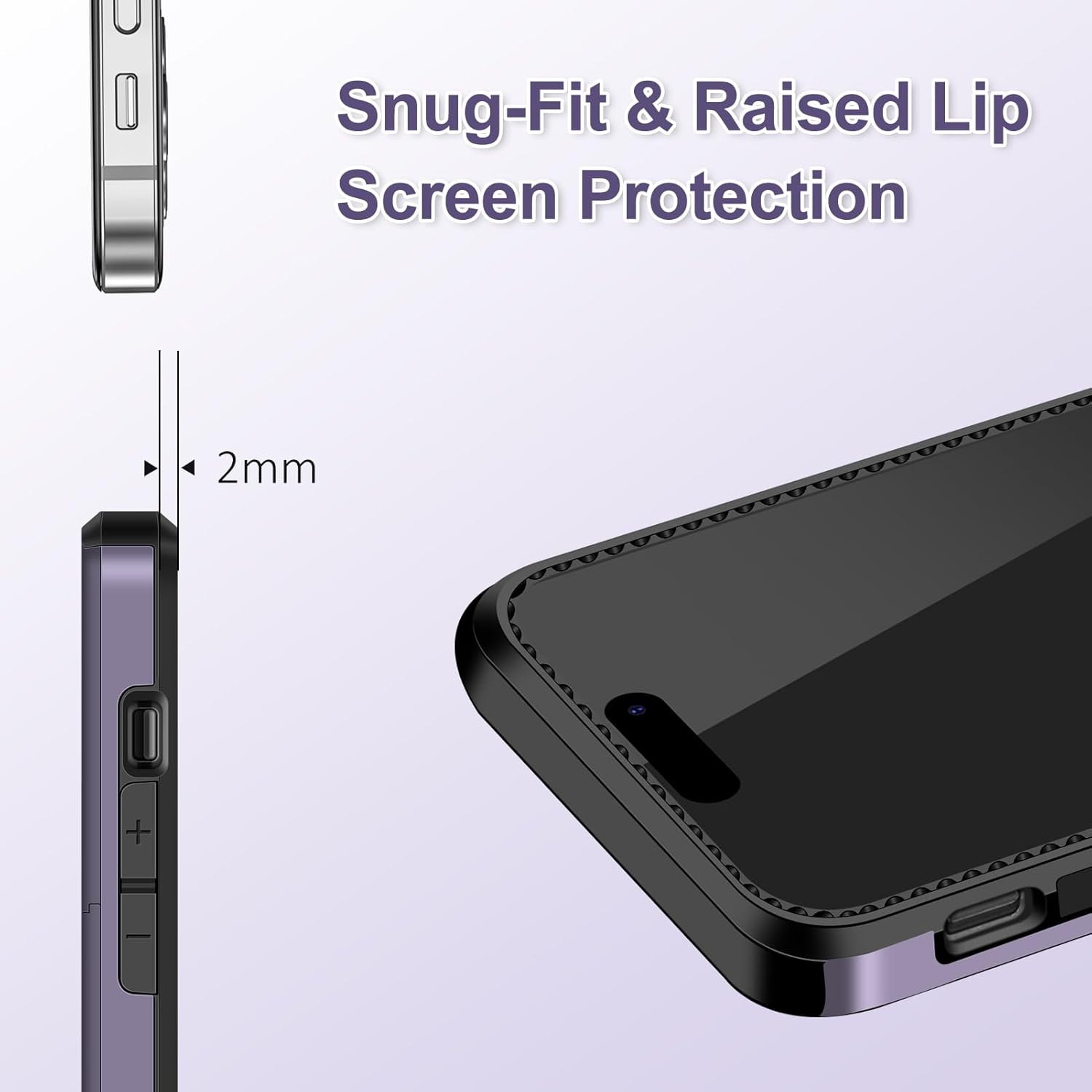 SAMONPOW Funda tipo cartera 4 en 1 para iPhone 15 con protector de pantalla y funda para cámara, funda híbrida de cuerpo completo para iPhone 15 con