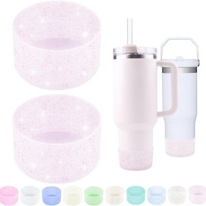 WORBSS Paquete de 2 fundas de silicona con purpurina para botas Stanley Cup H2.0 de 40 onzas y Hydro Flask de 18-24 onzas y vaso simple moderno con WORBSS Paquete de 2 fundas de silicona con purpurina para botas Stanley Cup H2.0 de 40 onzas y Hydro Flask de 18-24 onzas y vaso simple moderno con