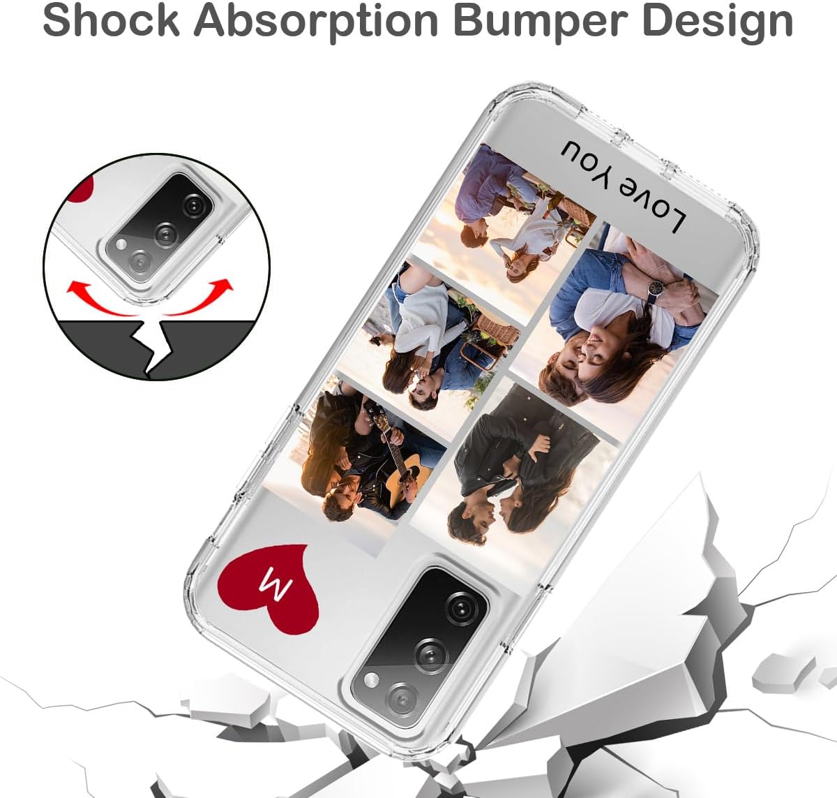 Funda personalizada para Samsung Galaxy S20 FE 5G con protector de pantalla de vidrio templado Imagen personalizada de collage de fotos 360,