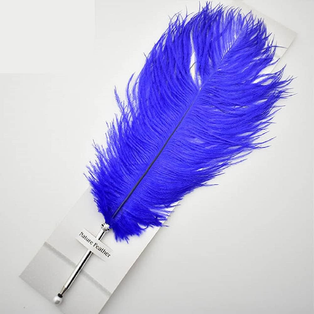 SpyShop Hermoso bolígrafo de pluma de avestruz de escritura pluma pluma recepción boda conjunto (azul rey)