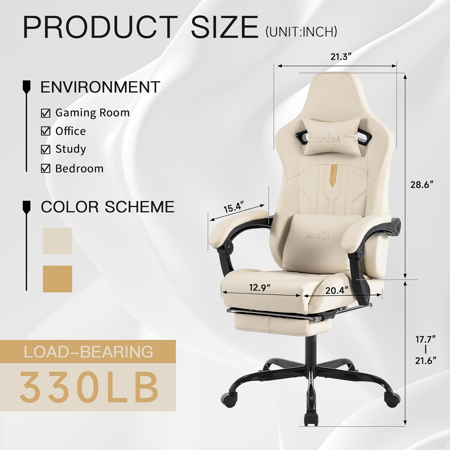 Silla de juegos con reposapiés, silla ergonómica para computadora, cojín lumbar de masaje, silla de videojuegos de carreras, silla reclinable