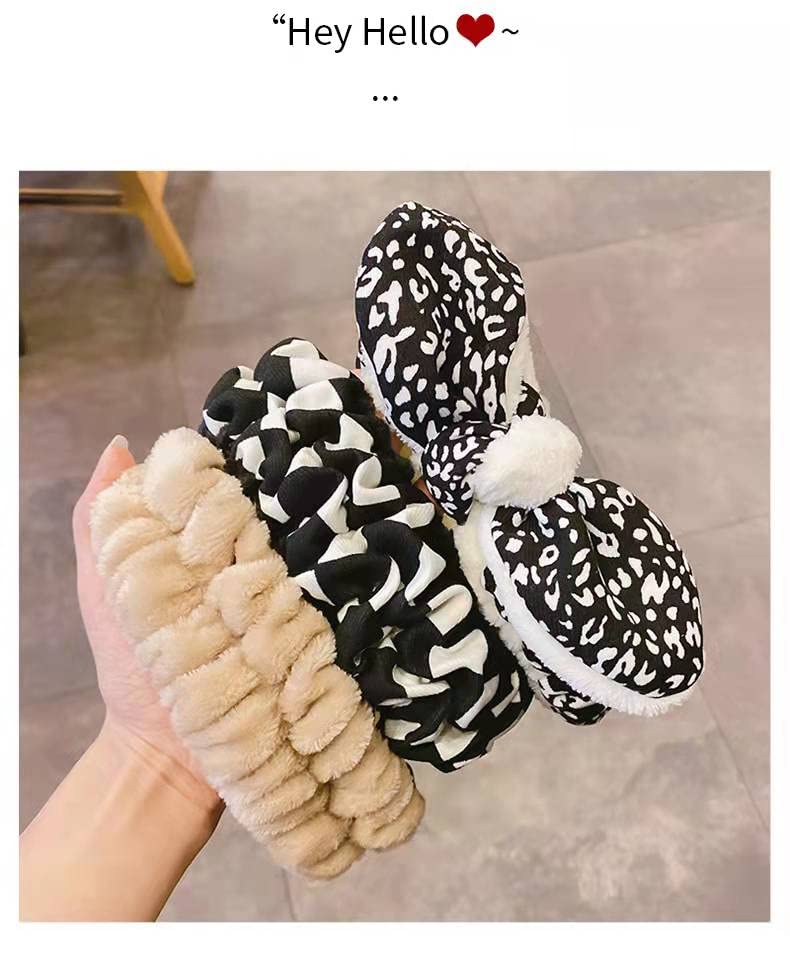 Diadema de maquillaje para mujer, lindas orejas de conejo, diadema de felpa a la moda, bonita, esponjosa, elástica, diadema de maquillaje para