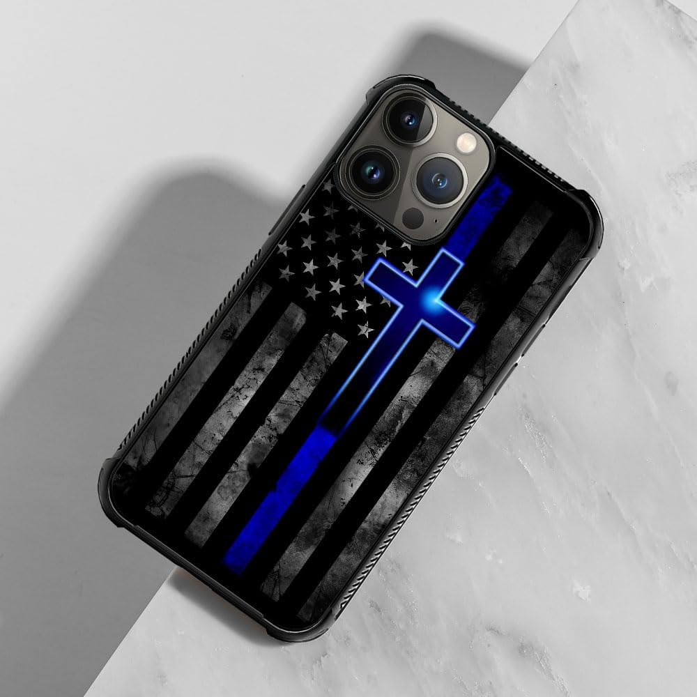 TnXee Funda compatible con iPhone 15 Pro Max, funda de poliuretano termoplástico suave antideslizante con diseño de bandera estadounidense Blue