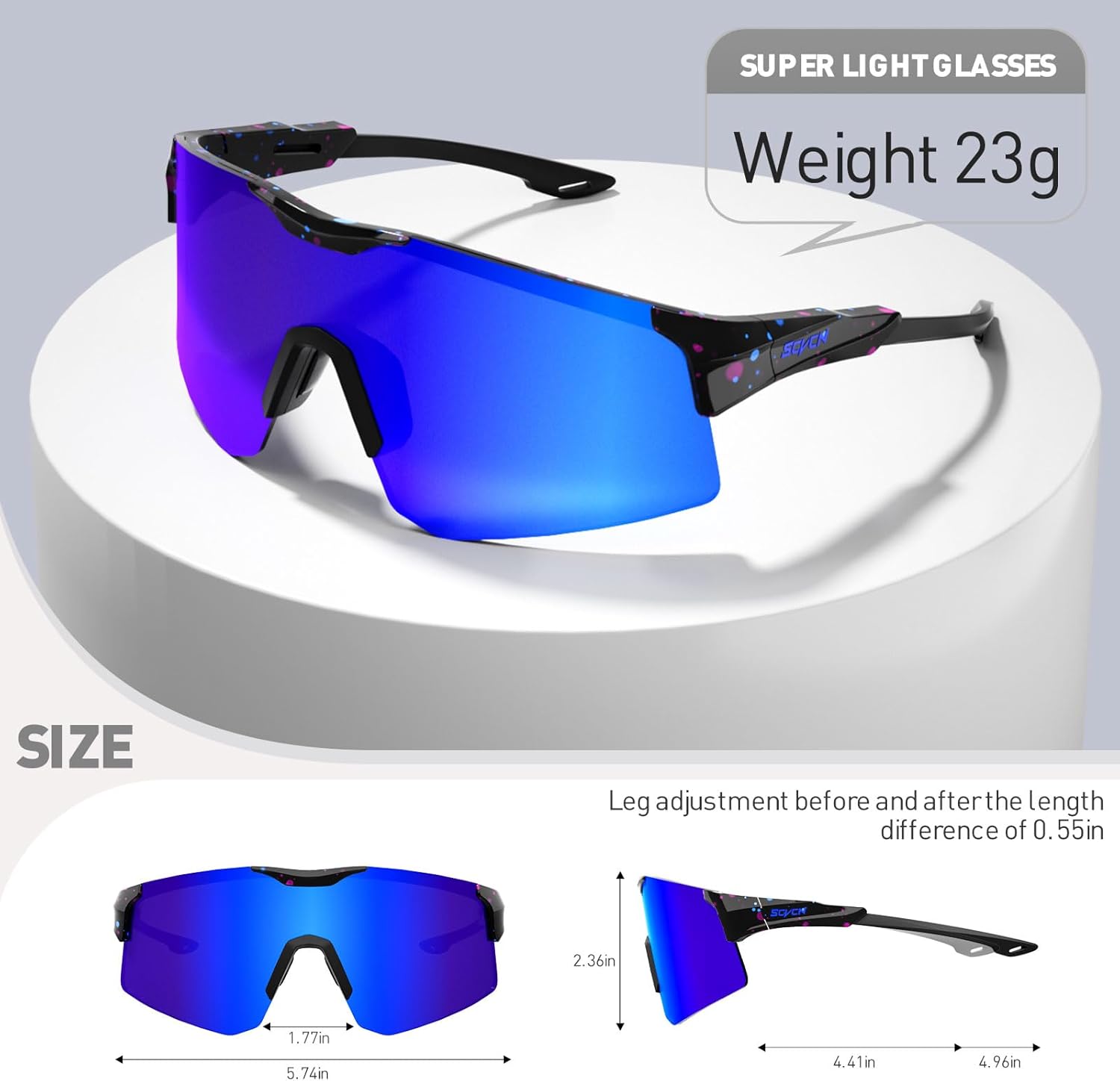 SCVCN Gafas de sol polarizadas para ciclismo, deportes, hombres y mujeres, MTB para montar en bicicleta de montaña, béisbol, correr, pesca