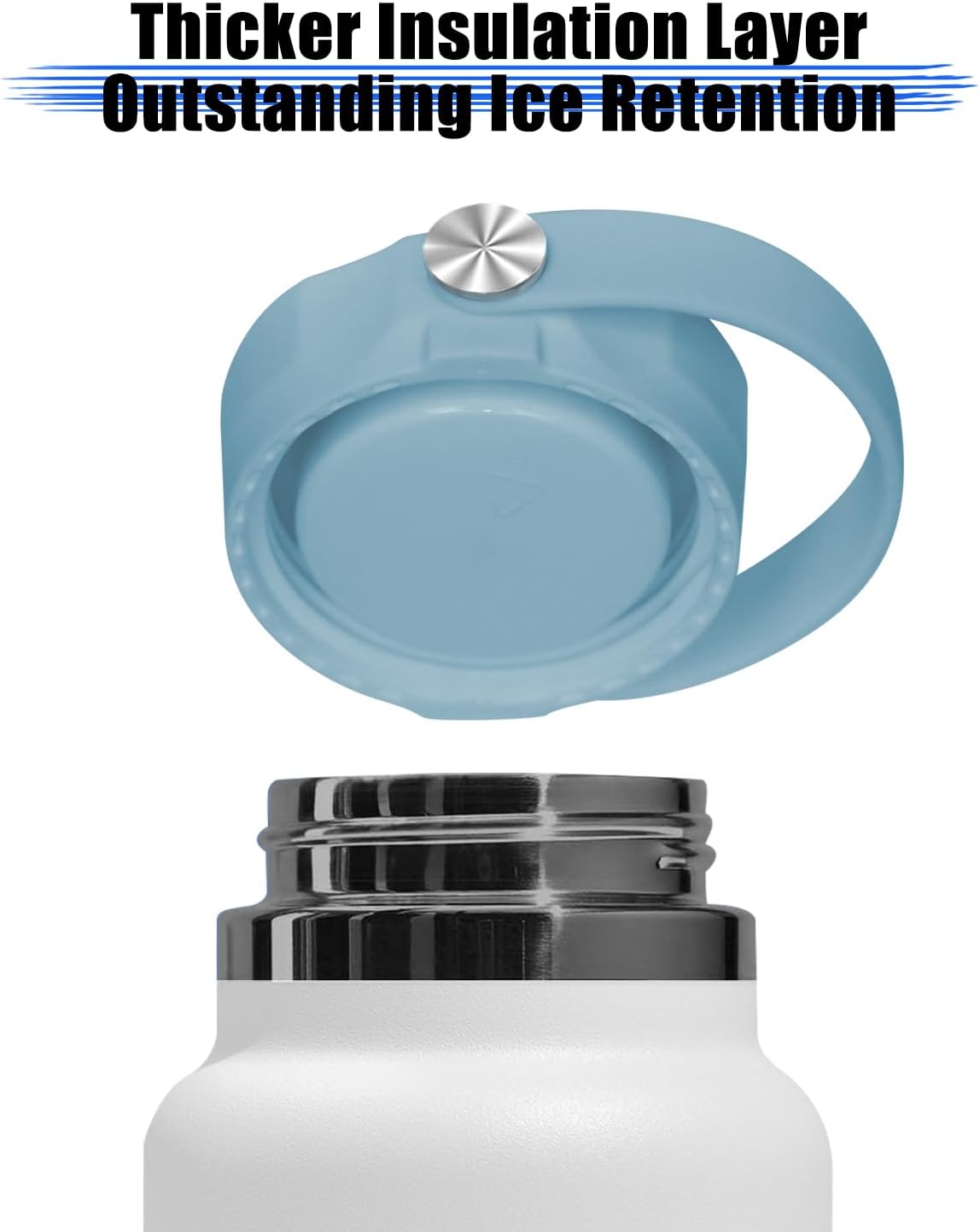 Tapas aislantes para botella de agua de boca ancha Hydro Flask de 32, 40, 64 onzas, mango flexible superior para accesorios de repuesto de tapa