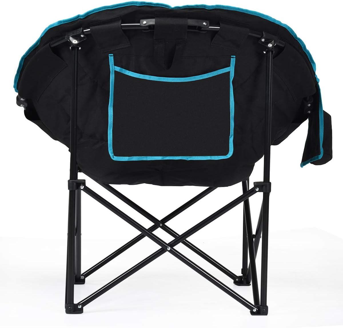 Giantex Silla plegable para campamento, silla de luna con platillo de luna, silla de playa ligera con asiento acolchado suave, soporte para tazas,
