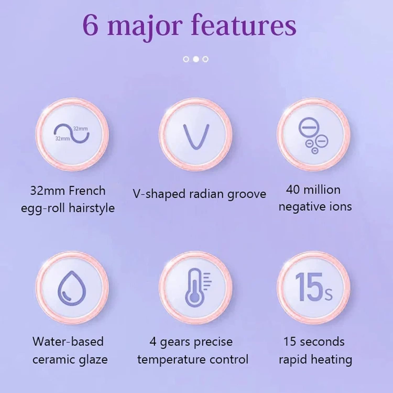Rizador de huevo francés romántico, rizador de pelo iónico en forma de V para ondas perfectas, calentamiento rápido, temperatura ajustable, rizador