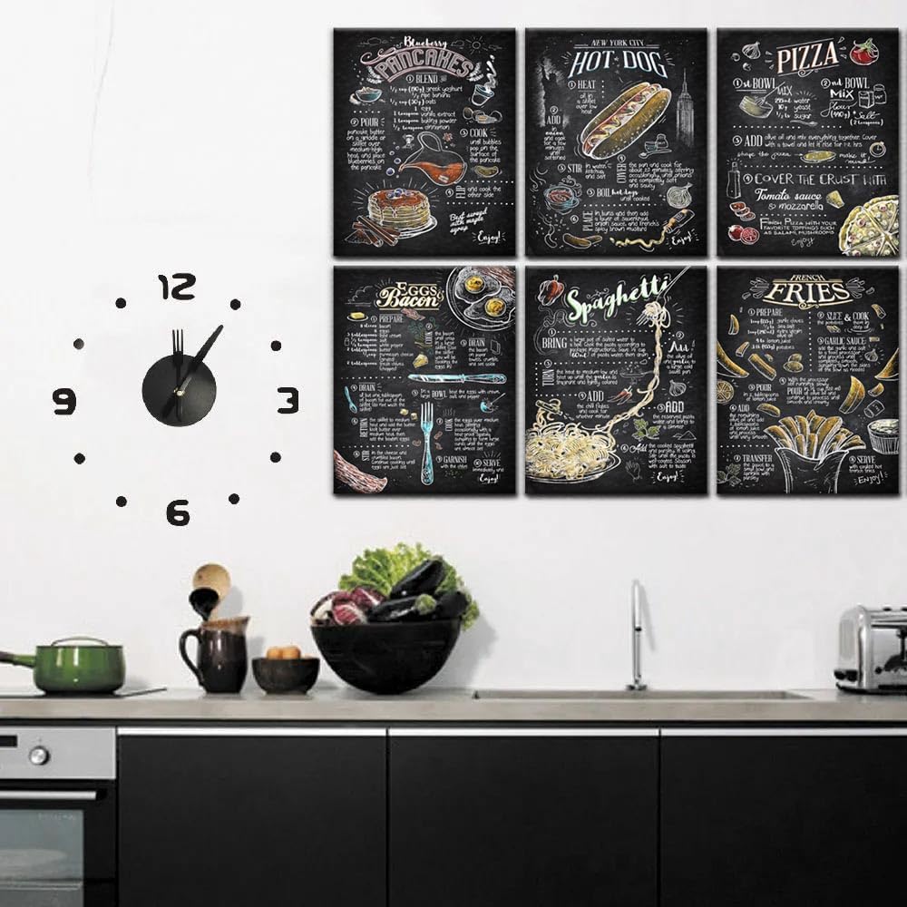 Pintura en lienzo de cocina gastronómica clásica, enseñanza de recetas de espagueti, 12 x 16 pulgadas, sin marco, arte culinario para decoración de