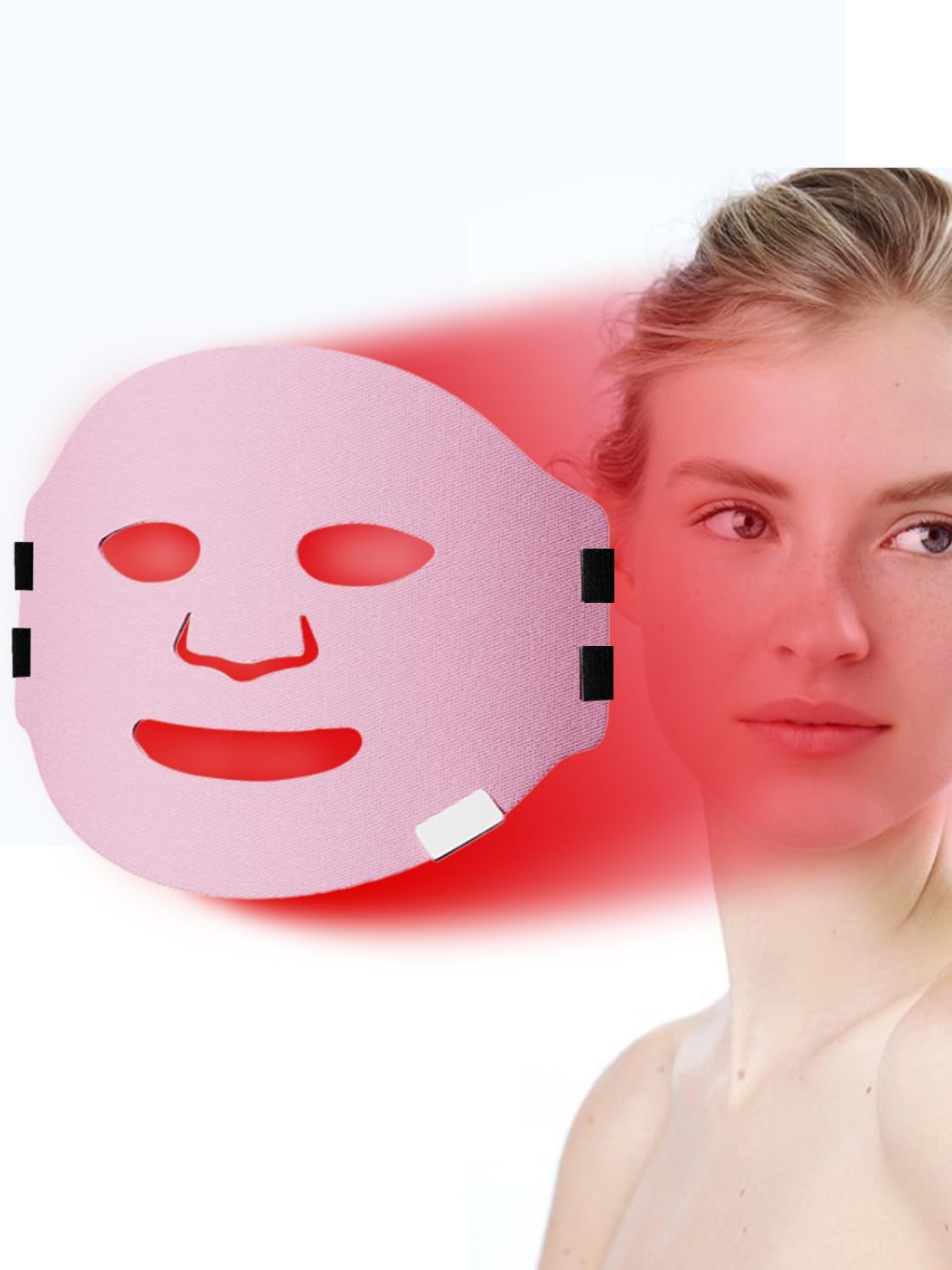 NEWDERMO Máscara de terapia de luz LED, terapia de luz roja para cara, terapia de luz LED de silicona, terapia de luz, infrarrojo cercano, máscara