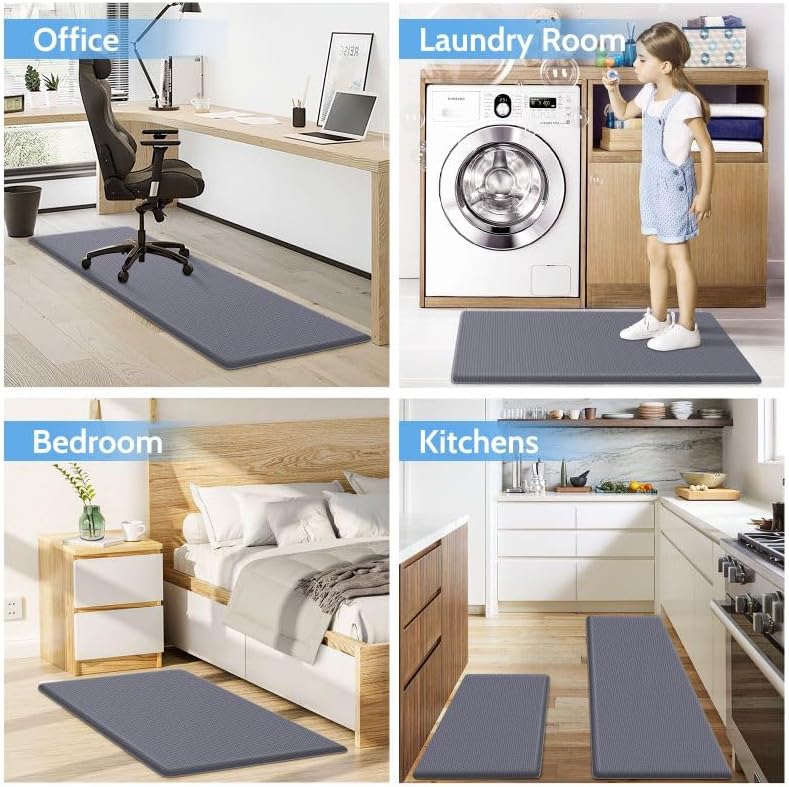 Tapete de cocina, 2 piezas de alfombras de cocina, tapetes de cocina acolchados para piso, tapete antifatiga, juego de alfombras de cocina, tapete
