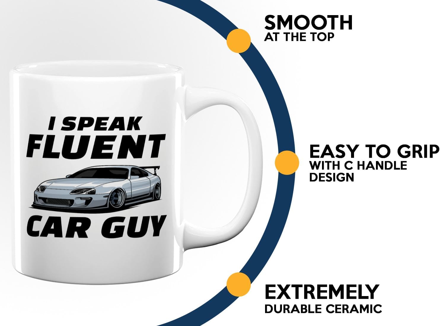 Carguy Coffee Mug 11oz White -i speak fluent car guy – Funny Sarcasm Car Lover Owner Enthusiast Mechanics Racing Street Racer Road Trip Organized