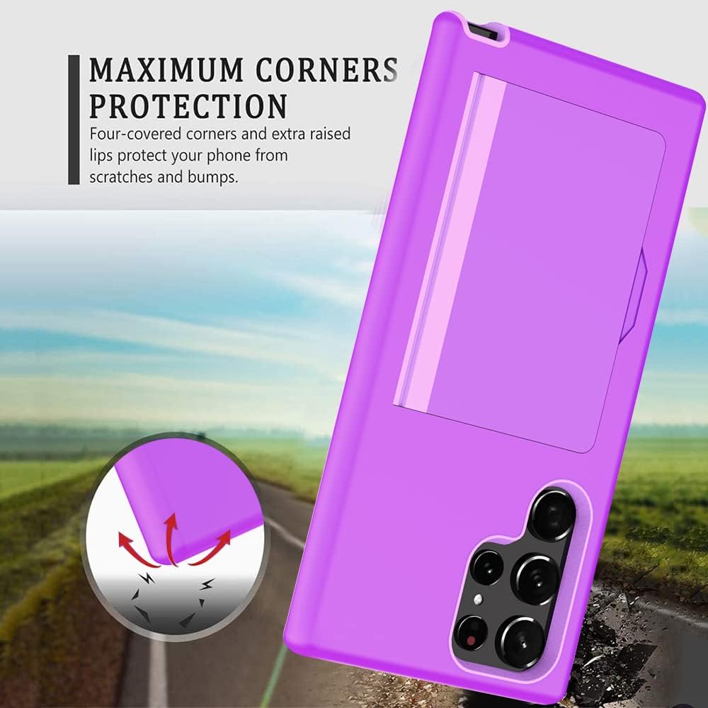 Funda para Samsung Galaxy S23 Ultra con tarjetero, ranura para tarjeta de crédito, funda protectora tipo cartera – gris
