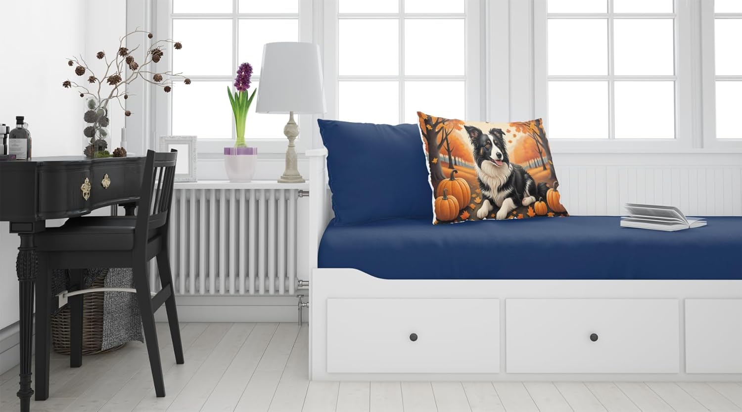 Caroline’s Treasures Border Collie – Funda de almohada de tela de otoño estándar, ligera, súper suave, fácil de cuidar, decorativa, funda de