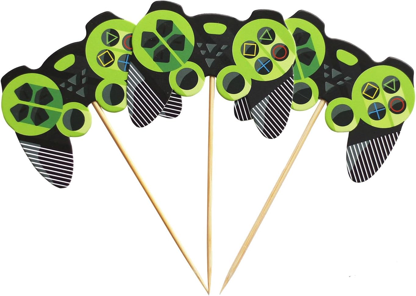 Controladores de videojuegos para cupcakes, 24 controladores de videojuegos, decoración de pastel de feliz cumpleaños, decoración de pasteles para