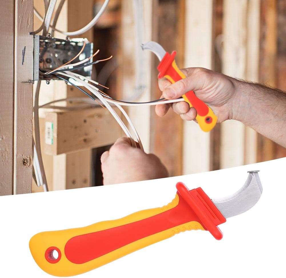 Walfront (IEC60900 1000V) Aislamiento Electricista Cuchillo Anti-Magnético Tira Rápida Cable Stripper Cortador para Instalación de Instrumentos,