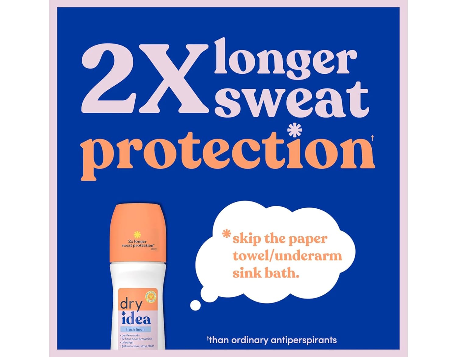 Dry Idea Fresh Linen – Desodorante antitranspirante roll-on de lino fresco, 3.25 onzas (paquete de 5)