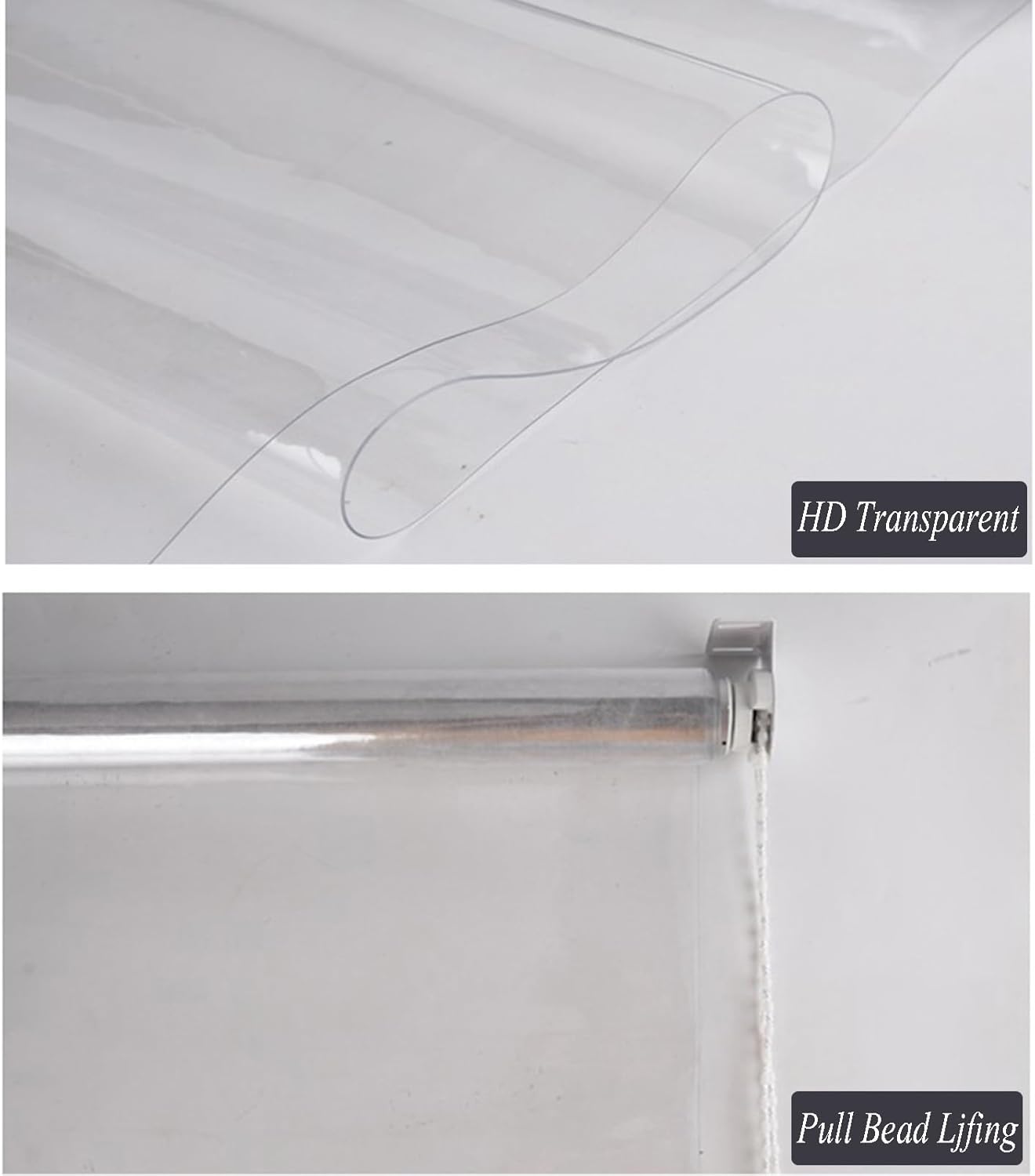 Persianas enrollables transparentes impermeables, cortina de plástico resistente al viento, pantalla de privacidad transparente para balcón, cortina