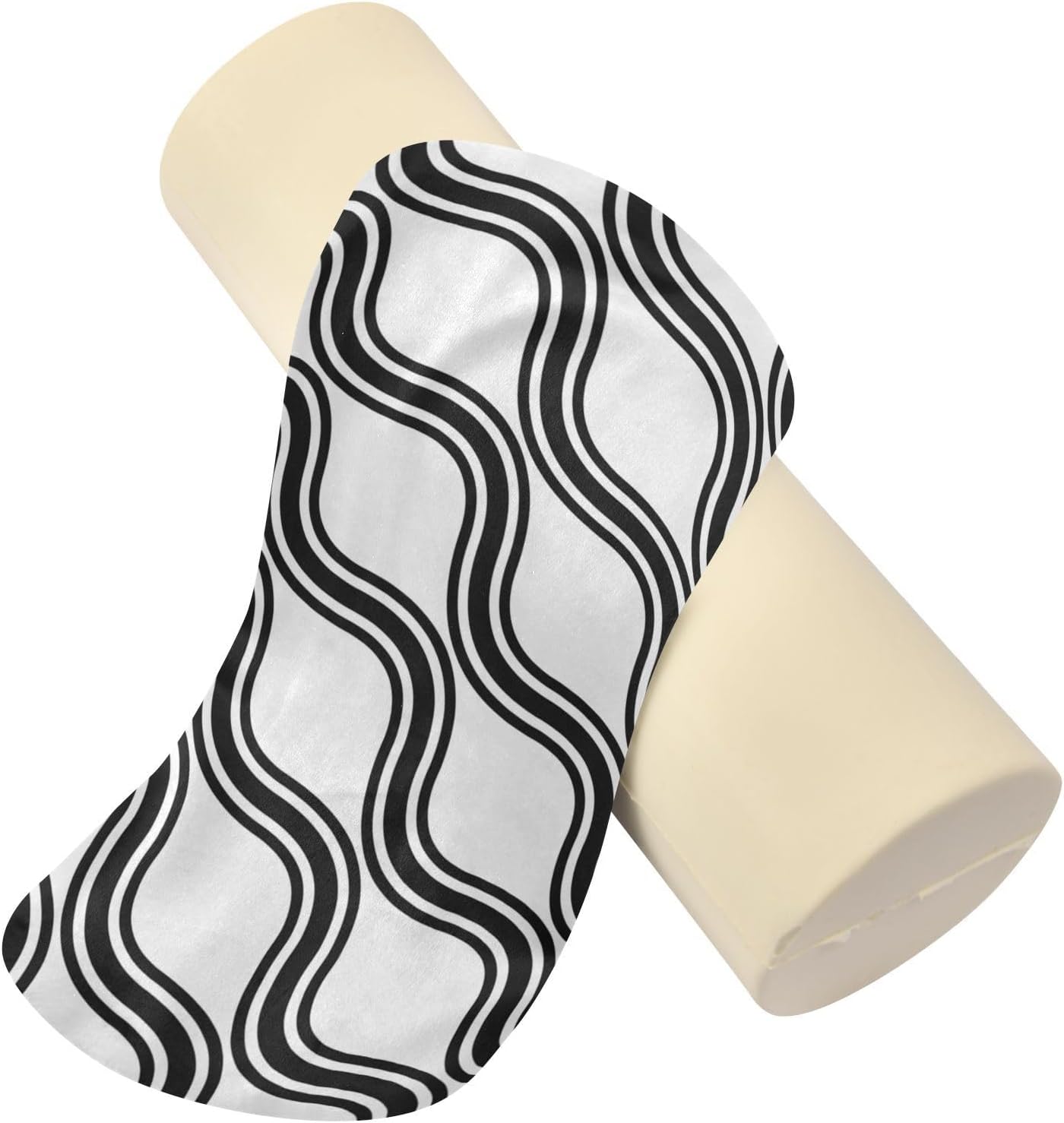 KLL Geometry Grid Bed Bolster Pillow Neck Roll Pillow Cover Long Round Pillow Cervical Cylinder Car Neck Support Pillow