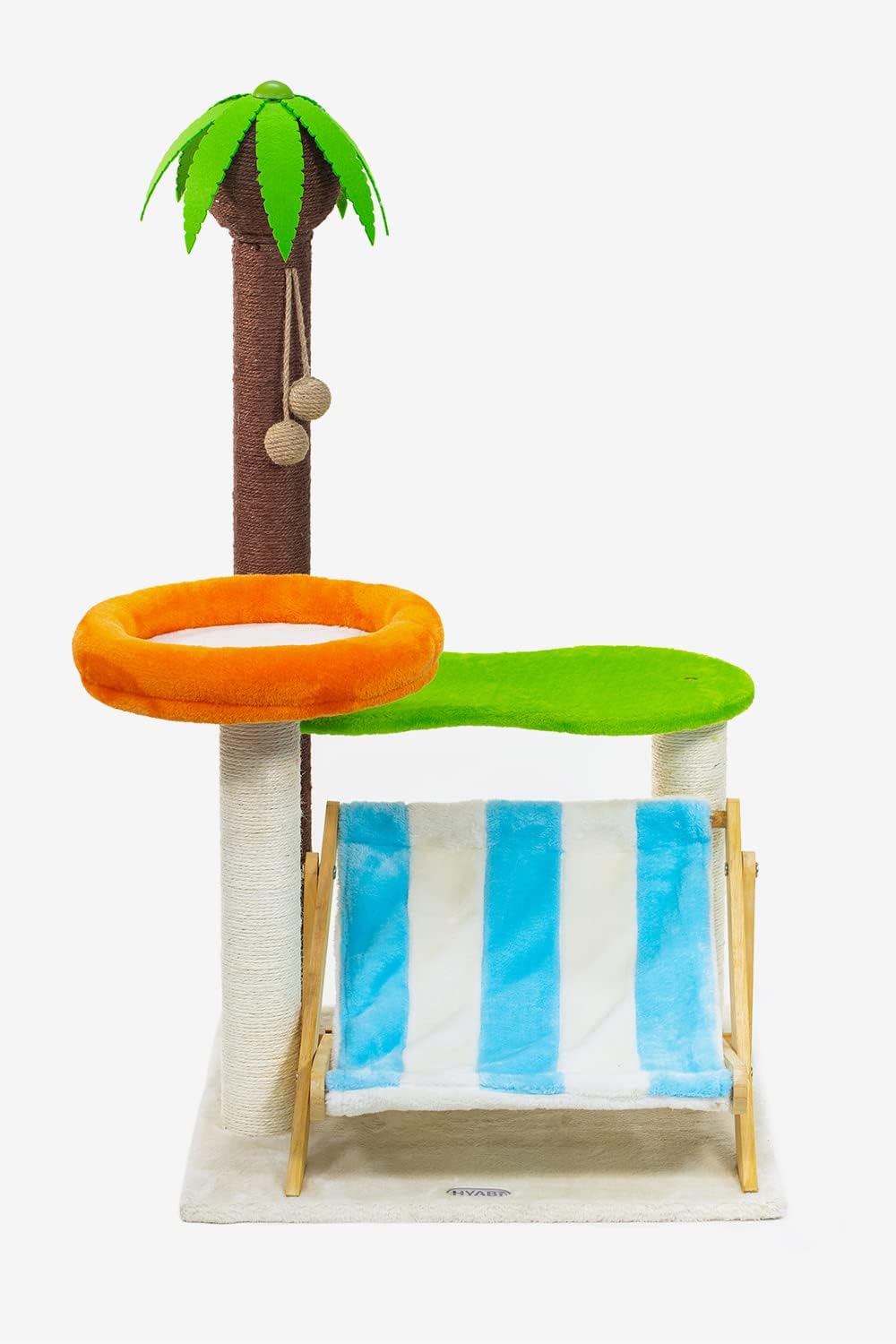 HYABi Silla de cubierta novedosa de árbol de coco de 43.3 pulgadas, torre de gato, muebles de condominio, apartamento de felpa con postes para