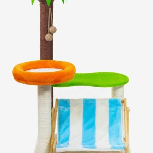 HYABi Silla de cubierta novedosa de árbol de coco de 43.3 pulgadas, torre de gato, muebles de condominio, apartamento de felpa con postes para HYABi Silla de cubierta novedosa de árbol de coco de 43.3 pulgadas, torre de gato, muebles de condominio, apartamento de felpa con postes para