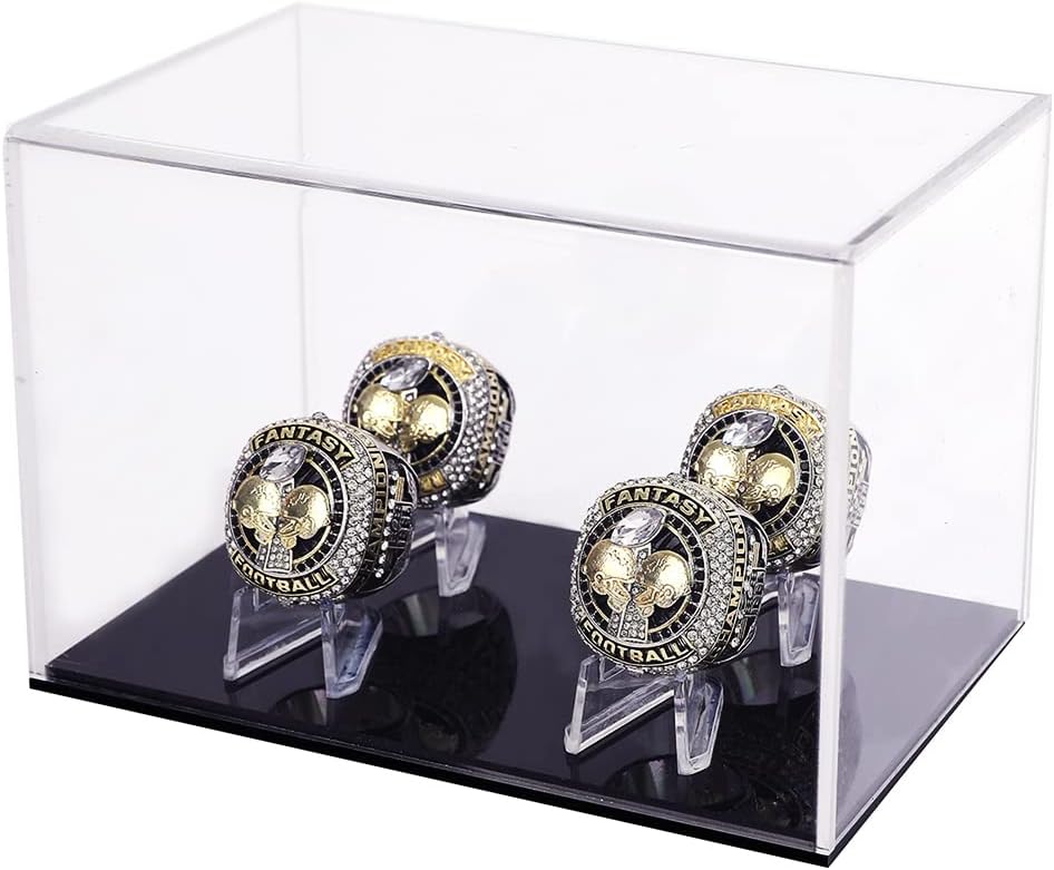 Caja de anillo de campeonato con 4 agujeros de ranura, caja de exhibición de anillos de béisbol, caja de anillos de sóftbol, caja para anillos de