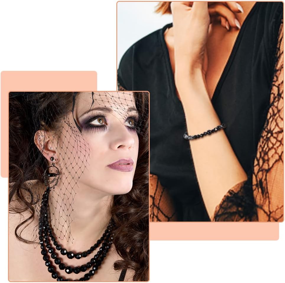 PH PandaHall 522 cuentas redondas de vidrio de 0.315 a 0.315 pulgadas, cuentas de pulsera blancas y negras de roca de lava natural, cuentas
