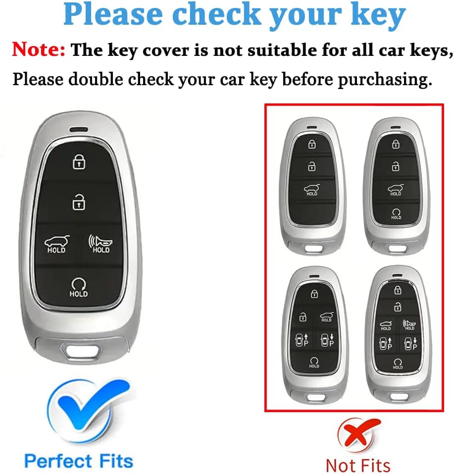 Funda para llavero Hyundai con llavero compatible con Hyundai Sonata Smart de 5 botones 2020, funda protectora de TPU