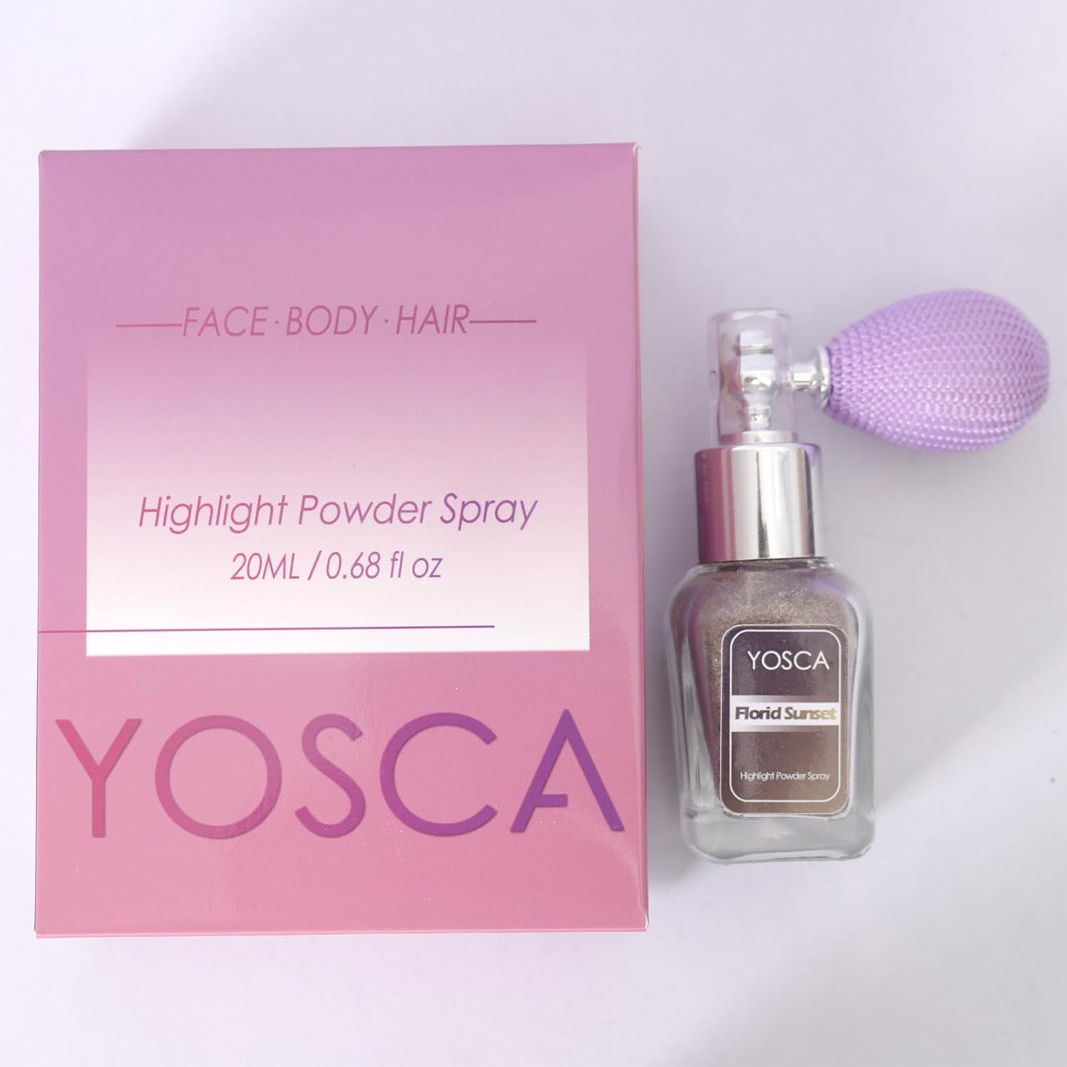 Yosca Espray en polvo iluminador, 0.7 fl oz (0.7 fl oz), polvo brillante de grado cosmético, brillo dorado, iluminador brillante, maquillaje,