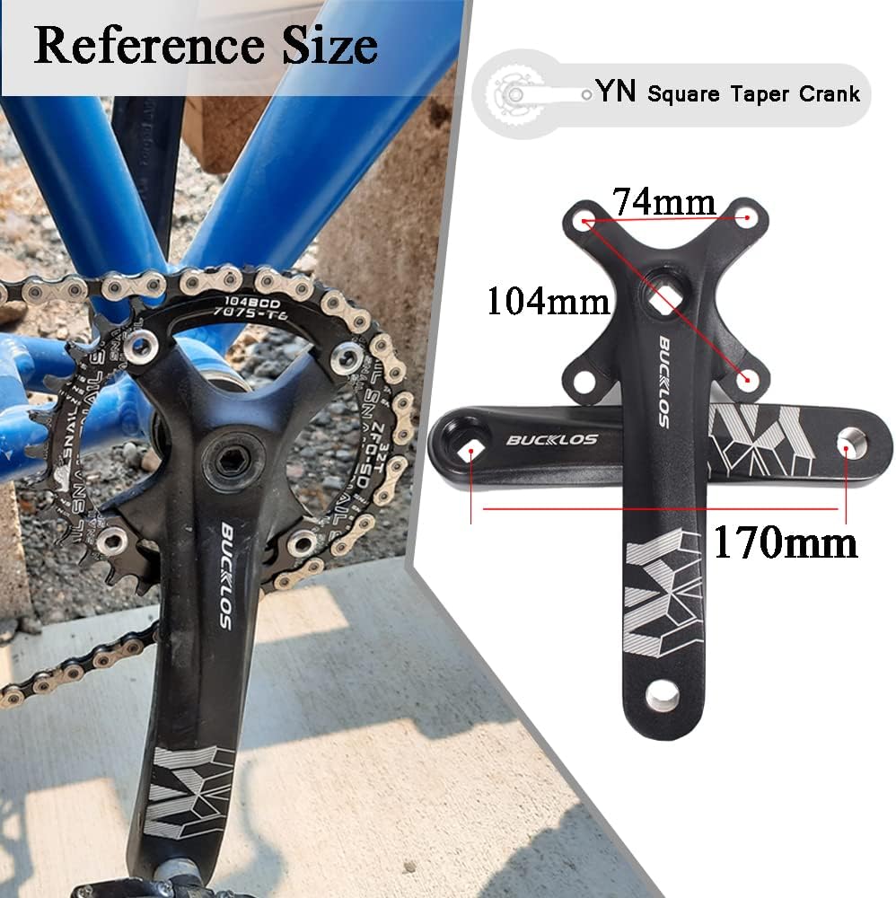 BUCKLOS MTB – Grüeta cuadrada cónica de 6.693in, 104 BCD de montaña estrecho de dientes anchos 323436384042T, plato redondo y ovalado de una sola