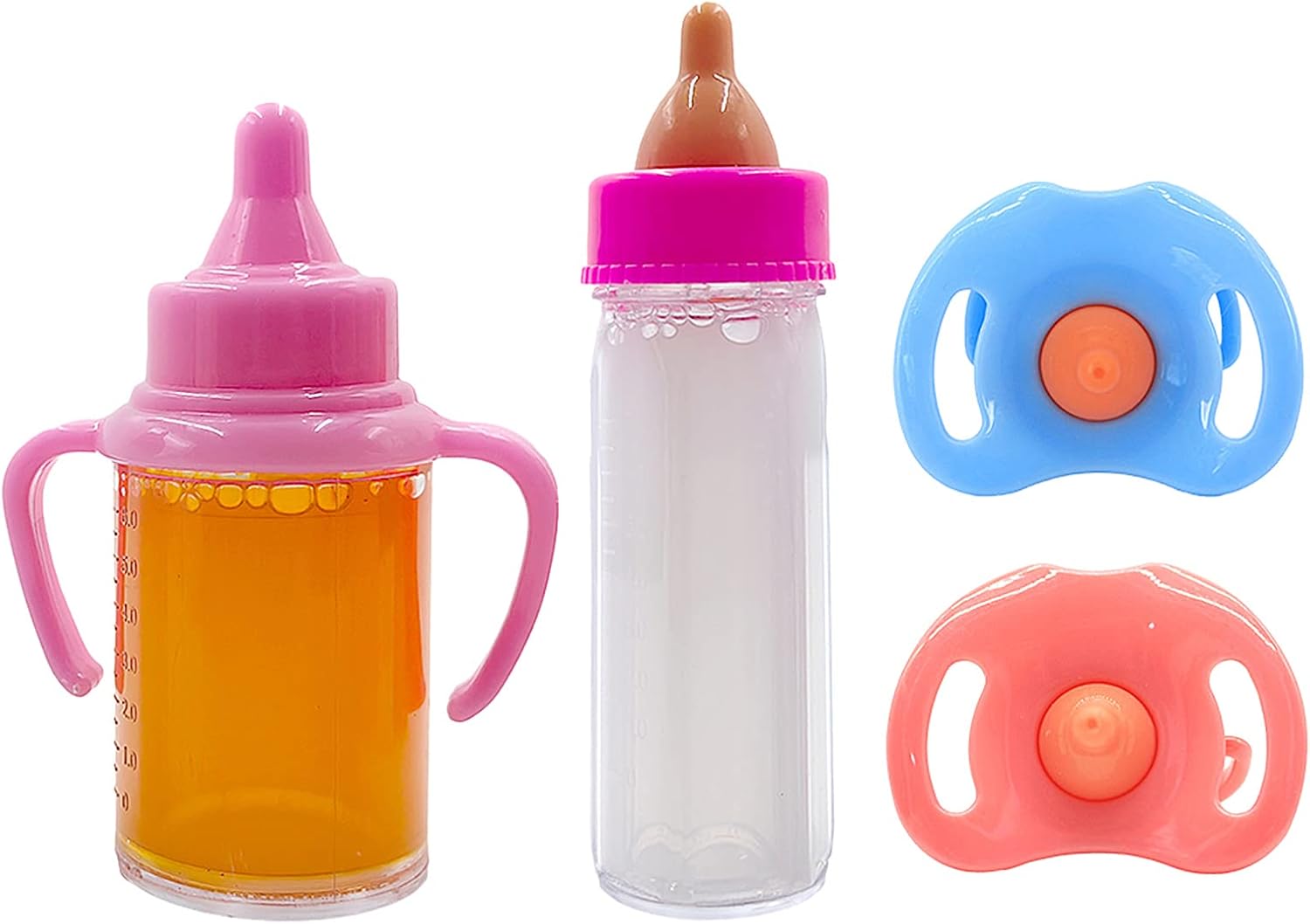 Juego de biberones para muñecas, botellas mágicas que desaparecen de muñeca  botellas de leche de 3.6 pulgadas y botellas de jugo de 3.4 pulgadas