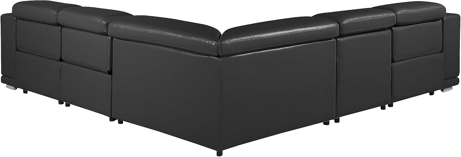 Sofá modular Venice de 5 piezas con 3 reclinables eléctricos, cuenta con reposacabezas ajustable, soporte lumbar, estación de carga USB e