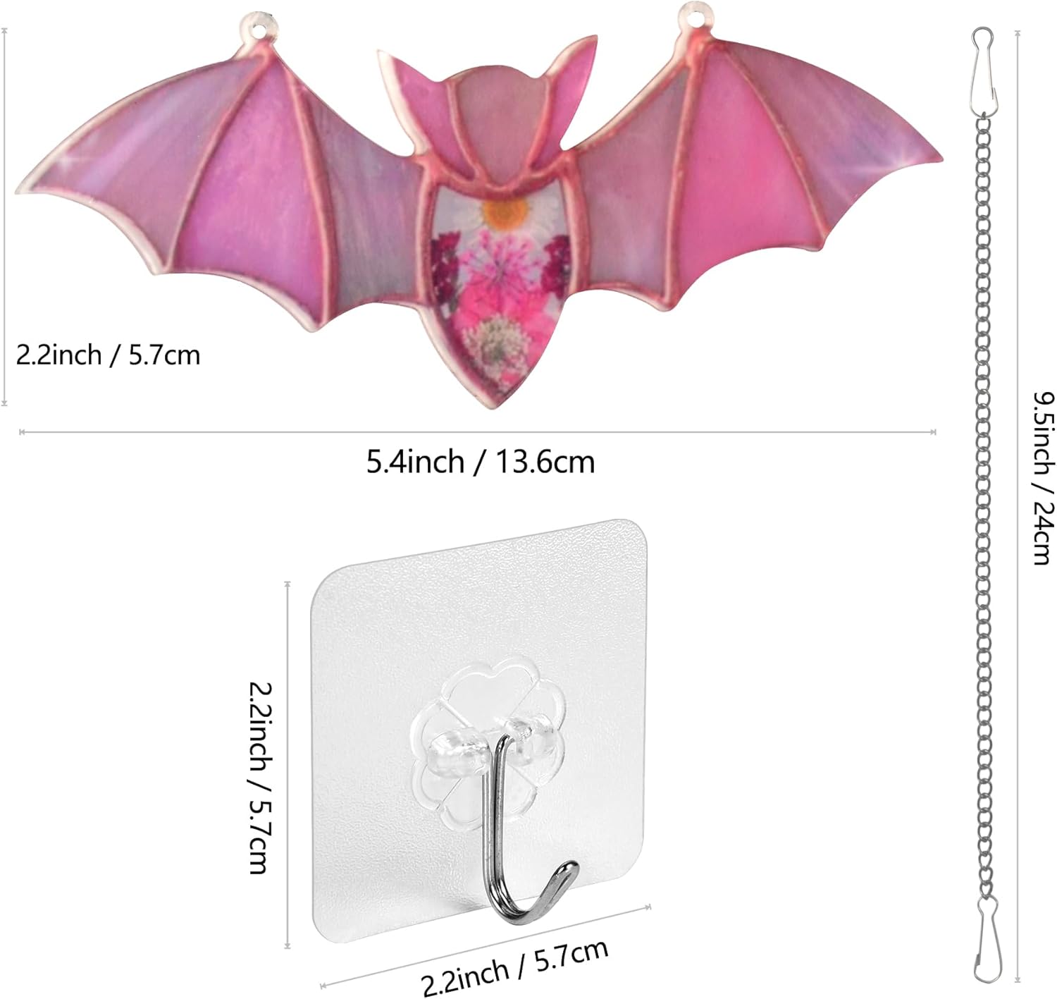 U-MOJOK Atrapasoles de murciélago rosa para ventanas, atrapa el sol manchado de murciélagos para decoración de Halloween, decoración de pared de