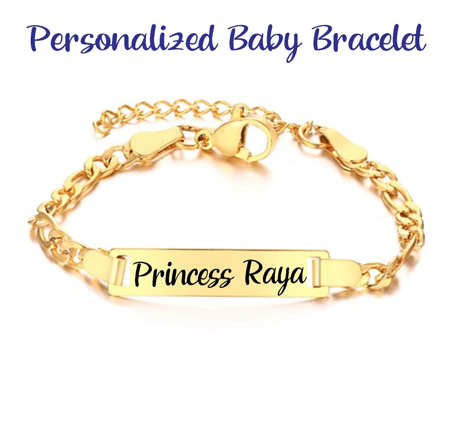 14ct Gold Filled Baby Bracelet Custom Engraved Charm Baby Bracelet-Engraved Name Bracelet- 14ct Gold Filled Baby Bracelet, Gold Plated Dainty baby