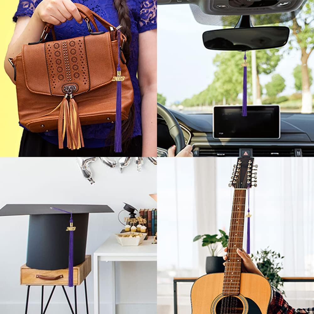 2 borlas de graduación académica de graduación 2023 para decoración de gorro de graduación, borla con dije dorado 2023, accesorios de ceremonias de