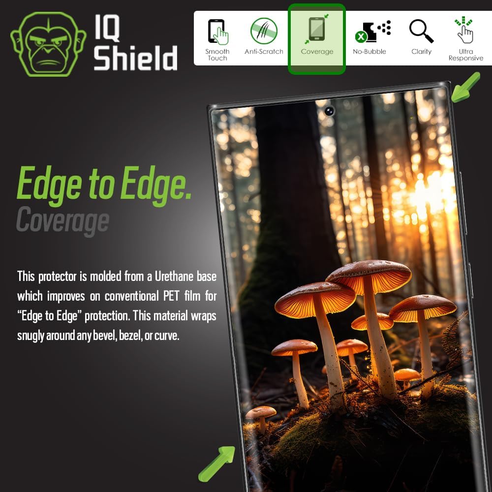 IQShield Paquete de 2 protectores de pantalla para Galaxy S22 Ultra película de TPU transparente, instalación sin burbujas, resistente a los