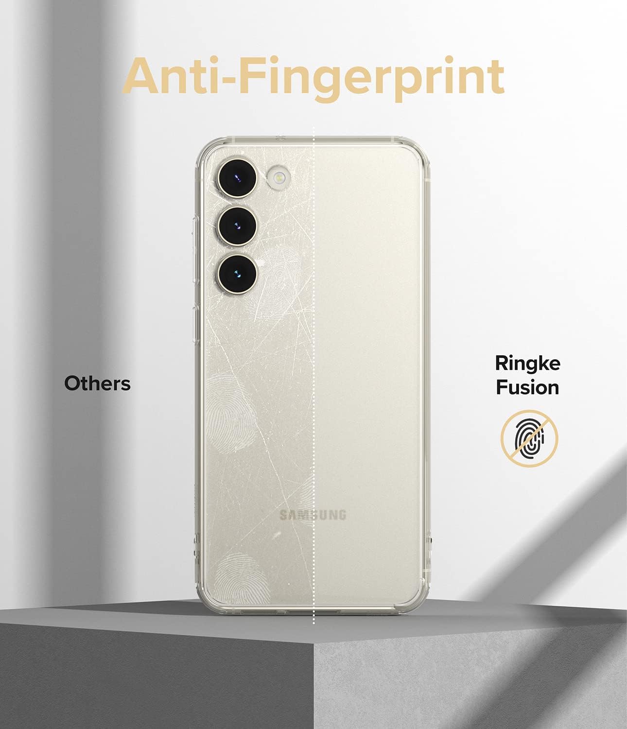 Ringke Fusion evita manchas grasas Compatible con Samsung Galaxy S23 Plus, tecnología antihuellas, fácil de sostener, se siente aterciopelada suave