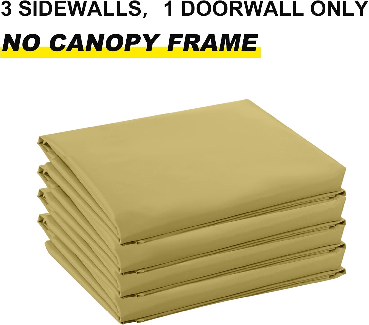 ABCCANOPY Pared lateral de pierna inclinada de 10 x 10 pies basa8x8 pies superior, beige (solo 4 paredes, no incluye marco y parte superior)