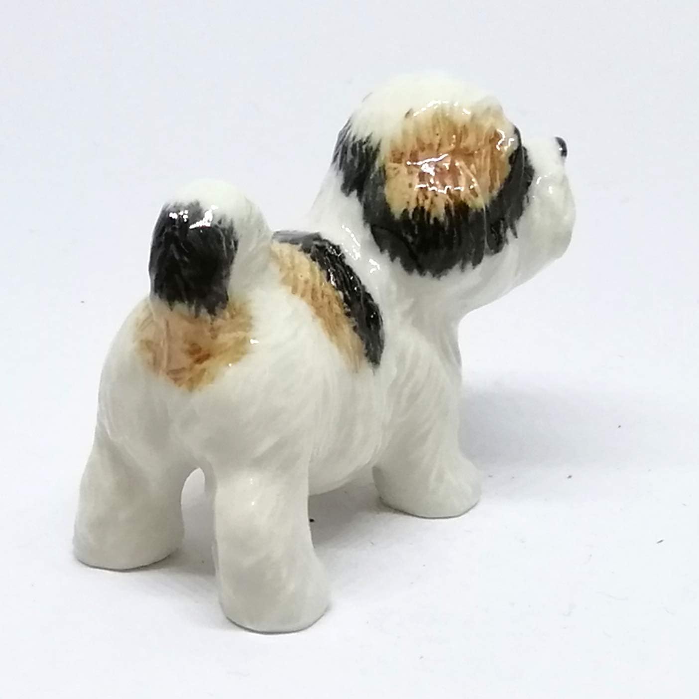 ZOOCRAFT Pequeña figura de cerámica para perro Shih Tzu, pintada a mano, decoración coleccionable de regalo de porcelana