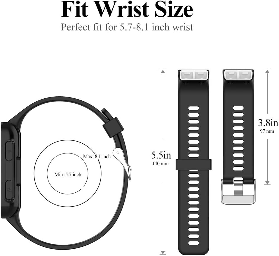 Meifox Compatible con la correa Garmin Forerunner 35, bandas de repuesto de silicona Solf para reloj Garmin Forerunner 35