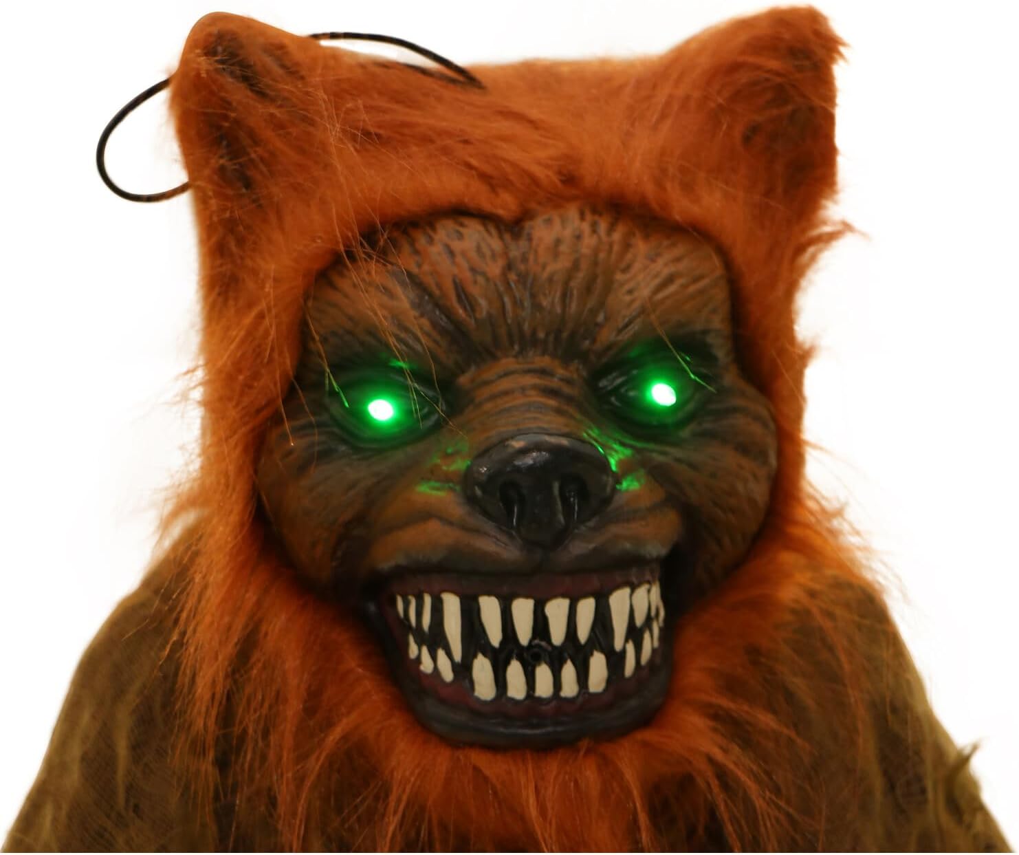 Haunted Hill Farm Hombre lobo animatrónico de tamaño real con luces activadas al tacto y sonido, posable, funciona con pilas para interiores o