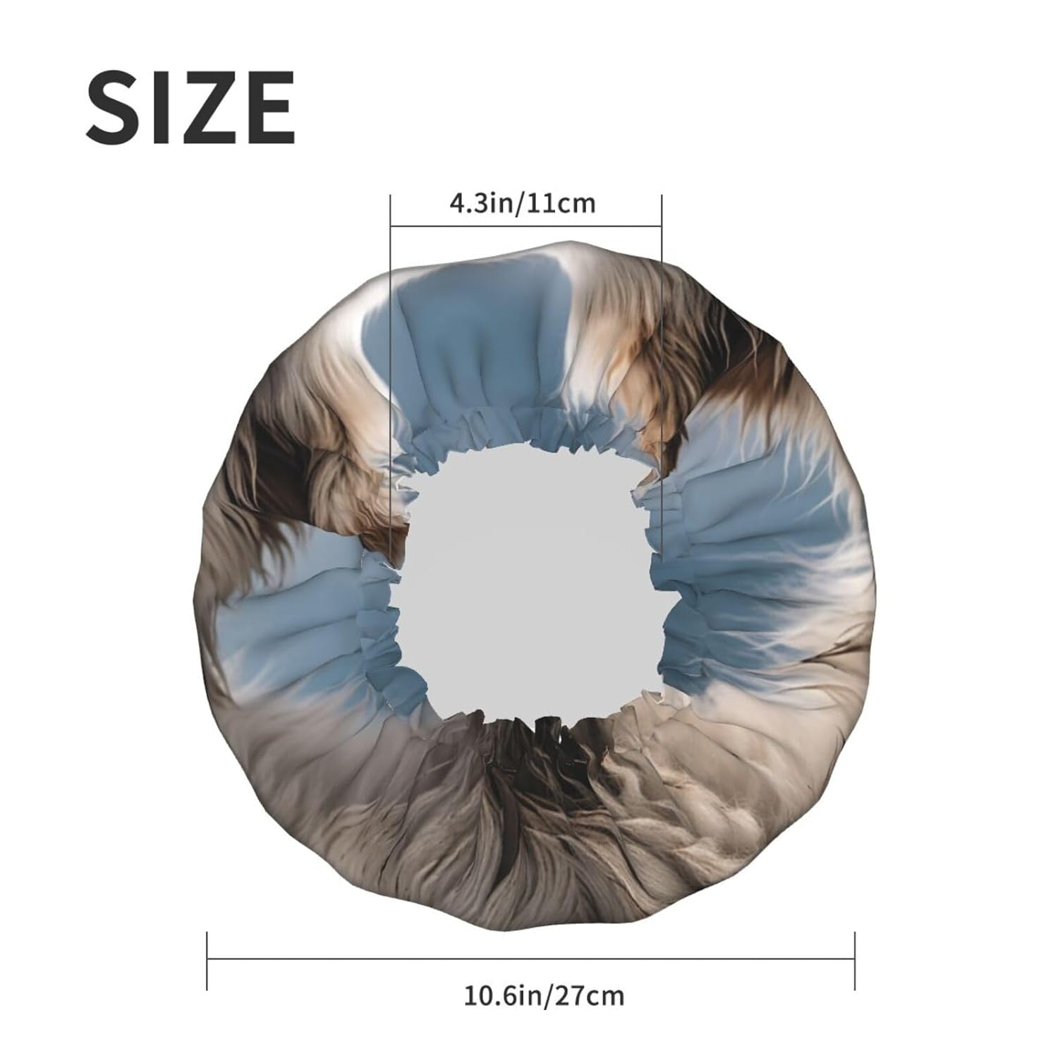 Big White Dog Shower Cap for Women Men Waterproof Hair Cap with Elastic Band Double Layered Bath Caps Reusable Bathing Shower Caps for all Hair Types