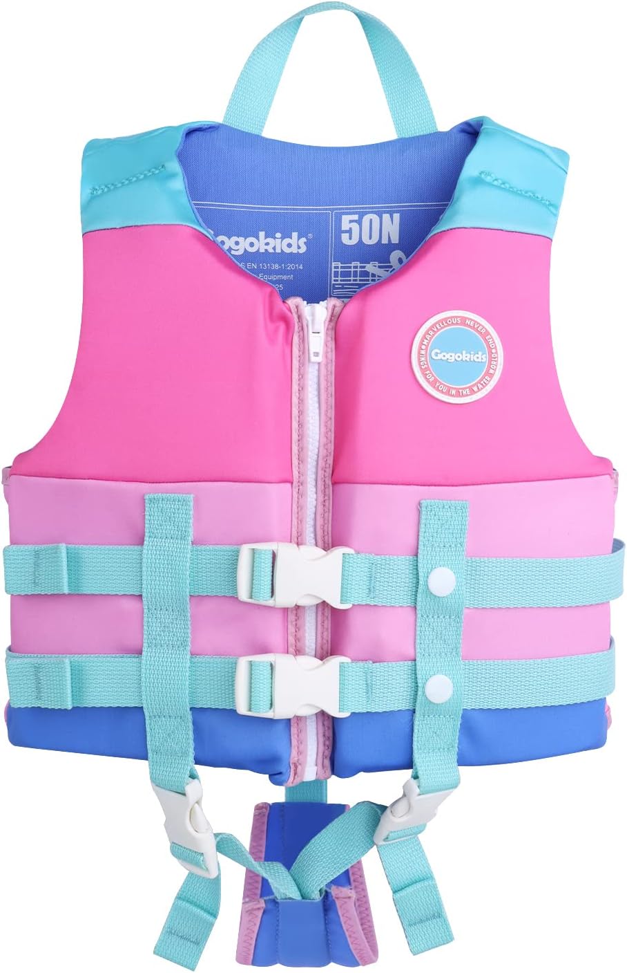Gogokids Chaleco de natación para niños pequeños, flotadores para niños y niñas de 20-30-40-50-60-70 libras, chaqueta flotante con correa de