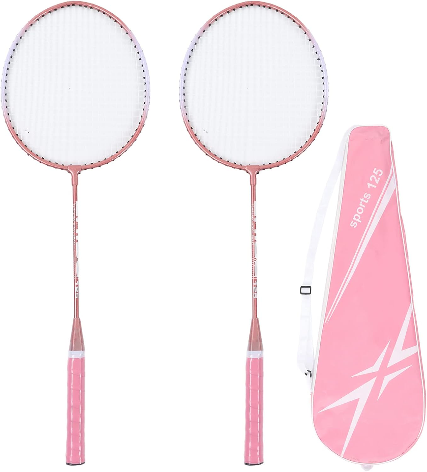 Garhelper Juego de 2 raquetas de bádminton, aleación de hierro rosa y nailon, juego de bádminton ligero separado con bolsa de almacenamiento,