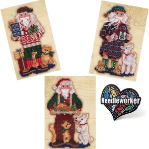 Mill Hill – Juego de 3 kits de punto de cruz con cuentas que incluyen la mañana de Navidad, regalos y recuerdos, además de calcomanía decorativa Mill Hill – Juego de 3 kits de punto de cruz con cuentas que incluyen la mañana de Navidad, regalos y recuerdos, además de calcomanía decorativa