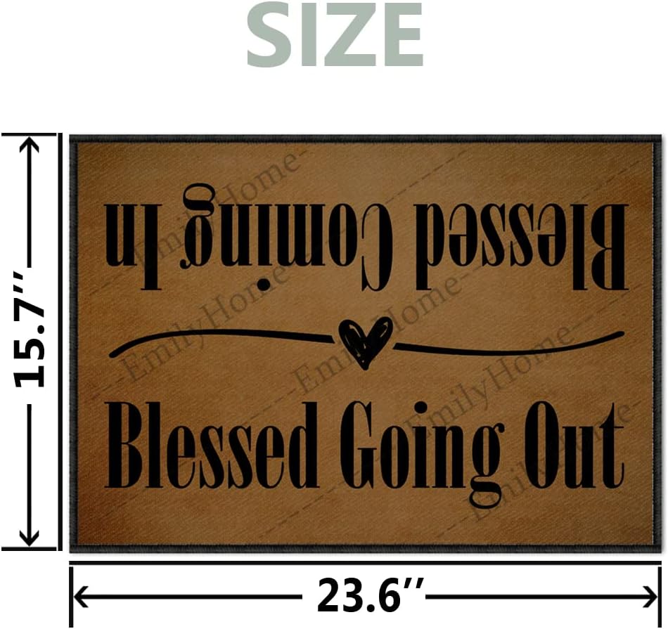 ZUYOENCO Tapete para puerta delantera, para entrada interior, con texto en inglés “Blessed Coming in Blessed Going Out”, alfombra de entrada