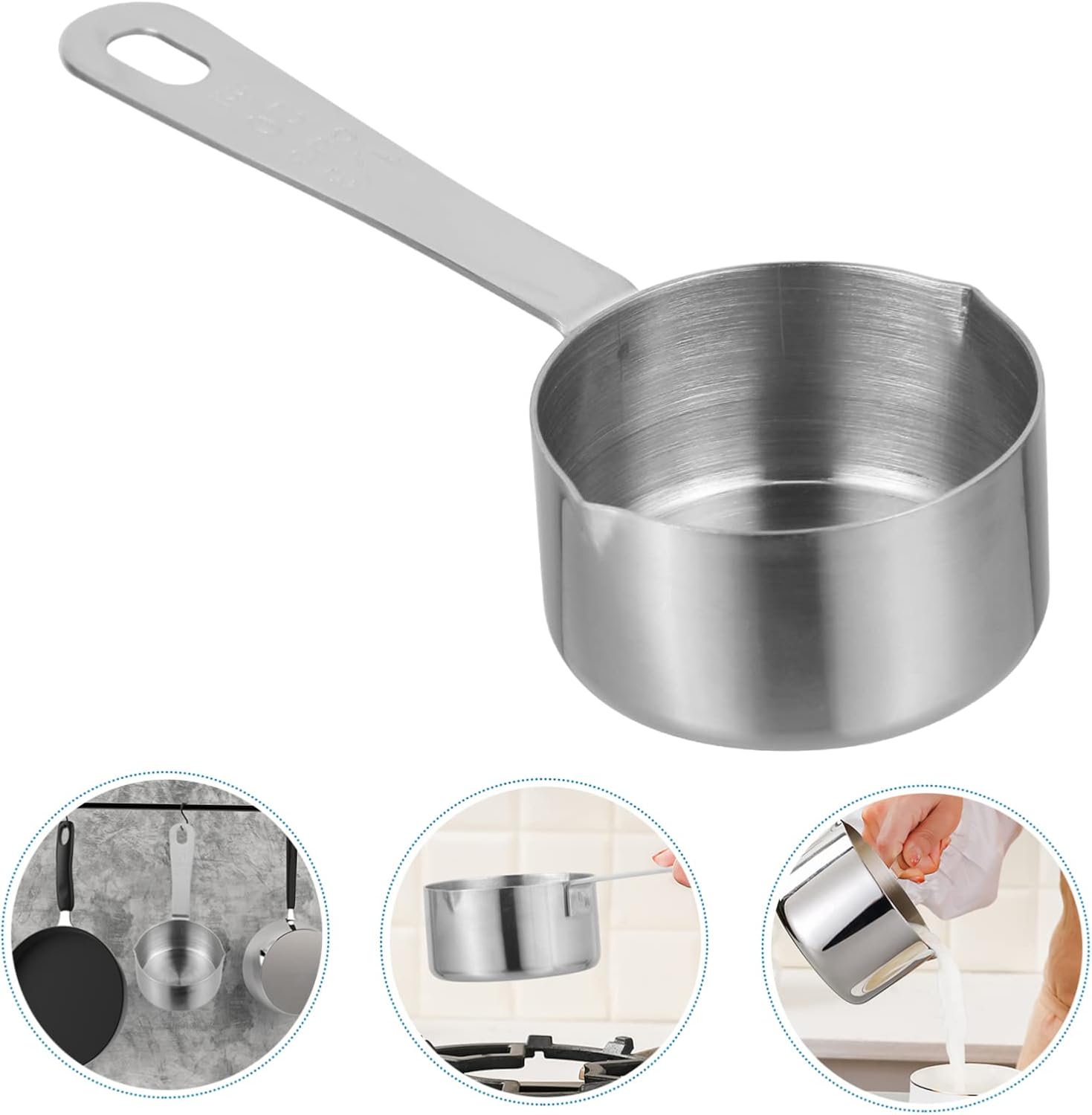 Ollas de cocina Herramienta Crema Leche Mini Calentador de Mantequilla Cazo de Acero Pequeño Utensilios de Cocina Cuchara Medidora Mini Cuchara de